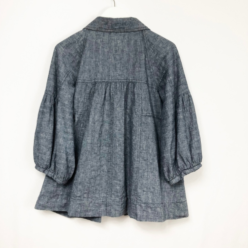 Free People Chambray Linen Blend Swing Jacket XS - Picture 4 of 5